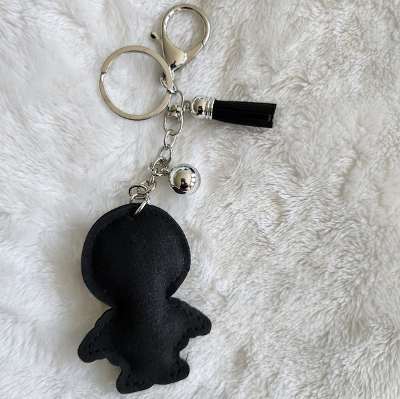 Astronaut Black and Silver Rhinestone Keychain Bag Charm - Picture 3 of 3